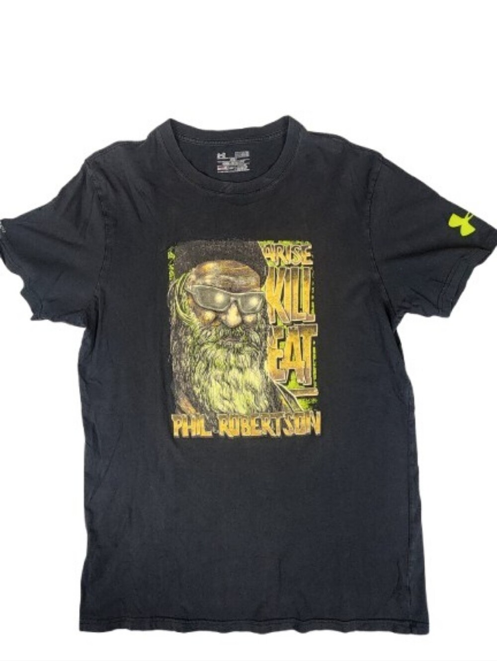 Under Armour Black Graphic Tee with Yellow-Green Phil Robertson Artwork